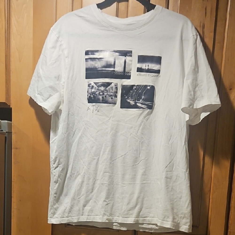 Armani Exchange White Tee with Graphic Prints